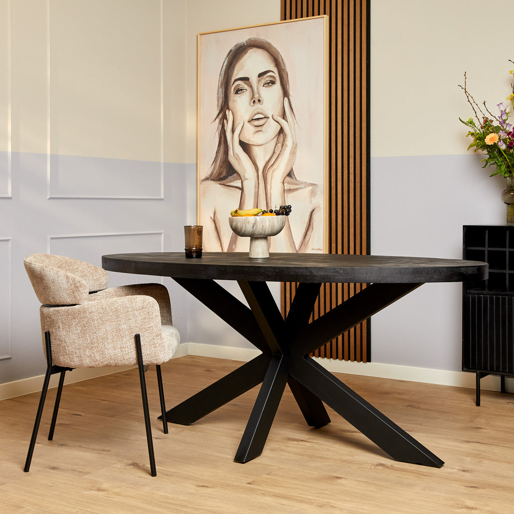 Eetkamertafel Denver Zwart | Ovaal | 180 cm