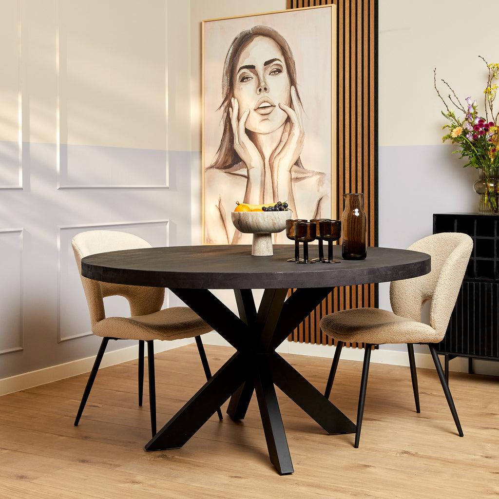 Eetkamertafel Denver Zwart | Rond | 130 cm