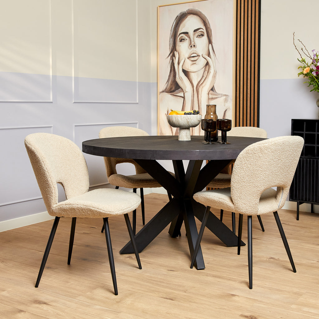 Eetkamertafel Denver Zwart | Rond | 150 cm