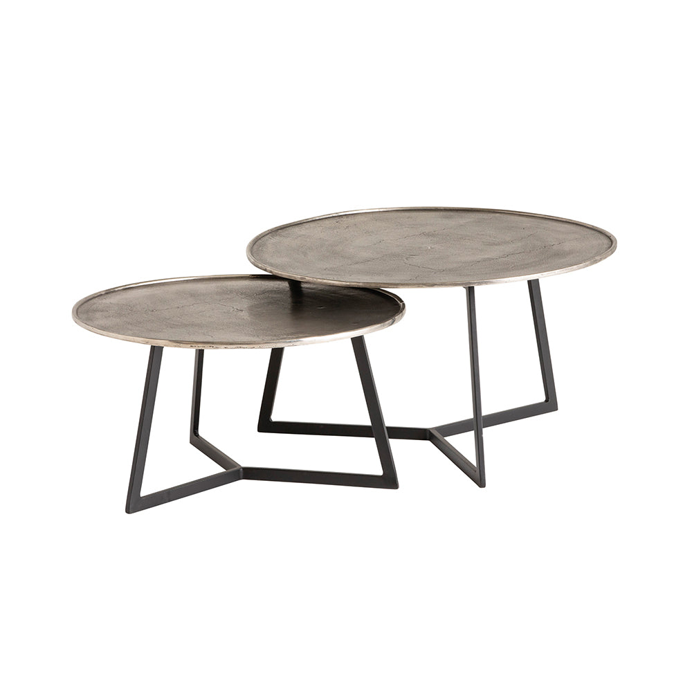 Interlagos salontafel set van 2, Ruw nikkel zwart patina