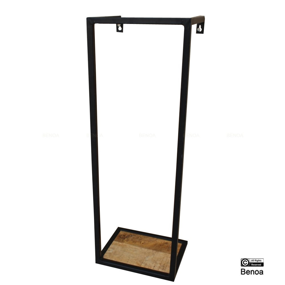 Metalen wandrek met mangohouten plank.