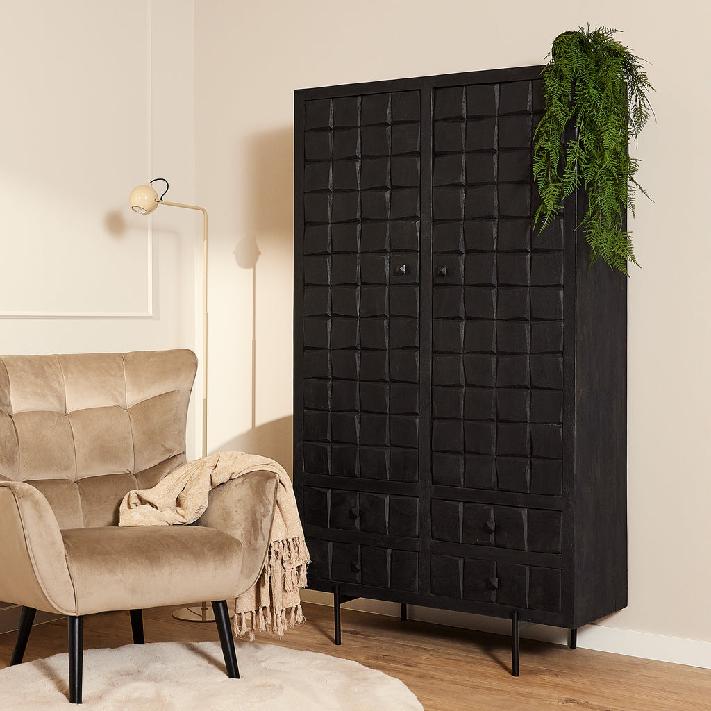 Kabinet Brandy Zwart | 2 deuren 4 lades