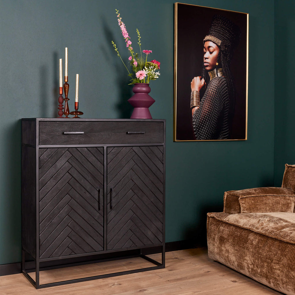 Kabinetkast New York | Mangohout en staal | 100 cm