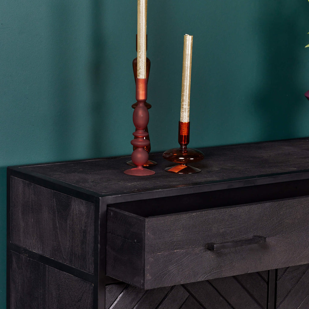 Kabinetkast New York | Mangohout en staal | 100 cm