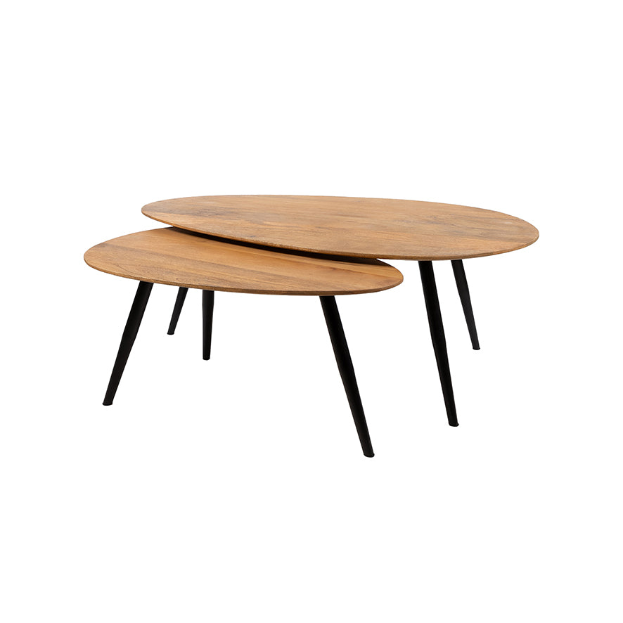 Kassel salontafel organisch, set van 2, Glad Natuurlijk (17mm)