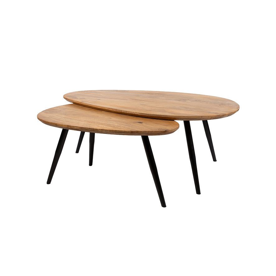Kassel salontafel organisch, set van 2, Glad Natuurlijk (25mm)