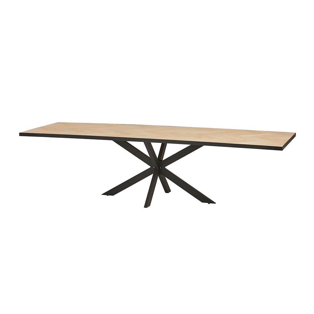 Luzern Eetkamertafel 240x100 met metalen rand en spinpoot