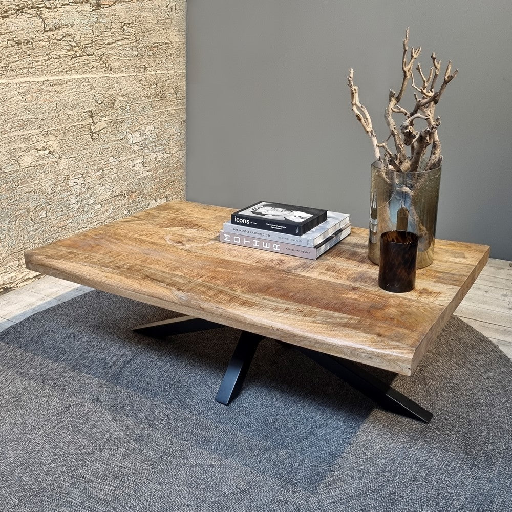Salontafel Live Edge 130 3+3cm met Spiderleg