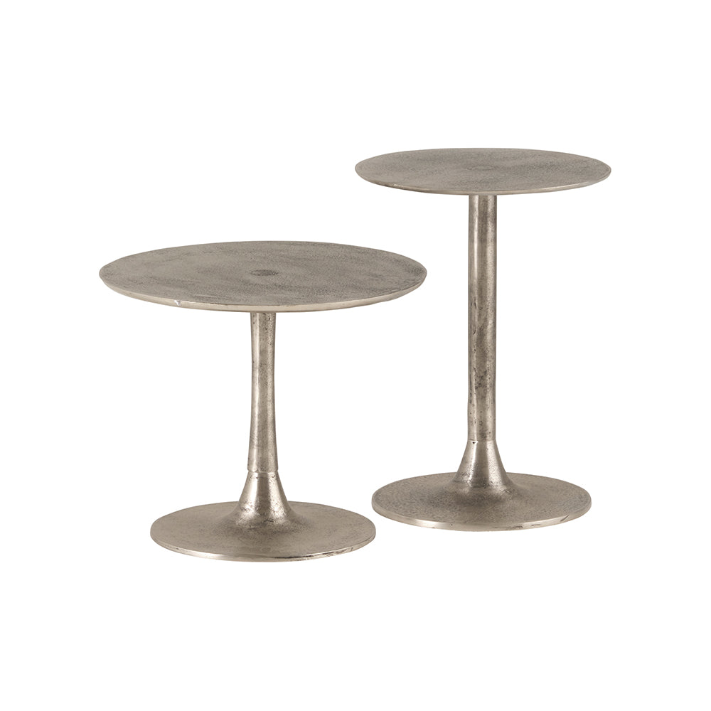 Palermo bijzettafel, set van 2, Zilver Antiek, medium
