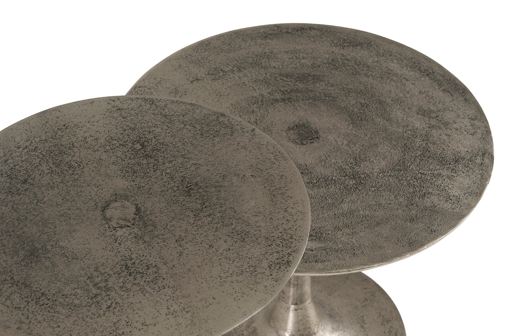 Palermo bijzettafel, set van 2, Zilver Antiek, medium