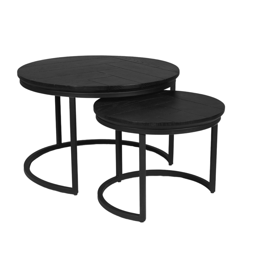 Salontafel Otik Zwart Eiken | 70 cm | set van 2