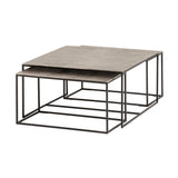 Zilveren salontafel set van 3, Ruw nikkel zwart patina.
