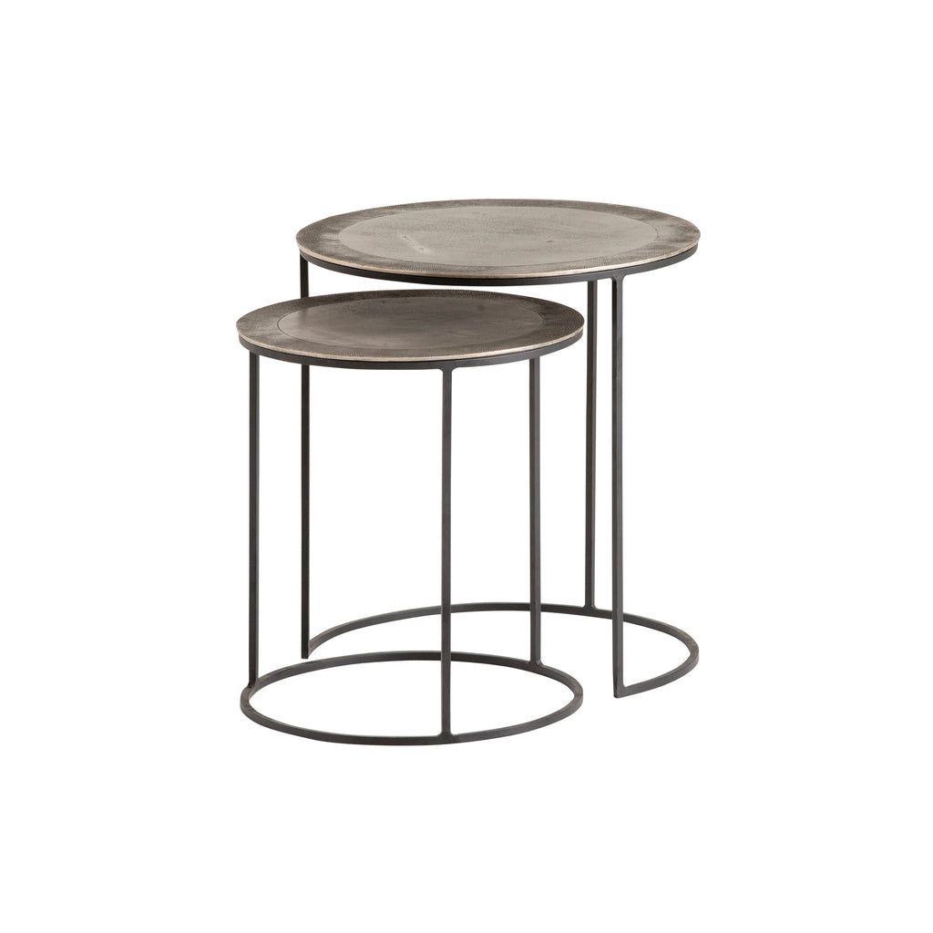 Sochi bijzettafel set van 2, Nikkel antiek