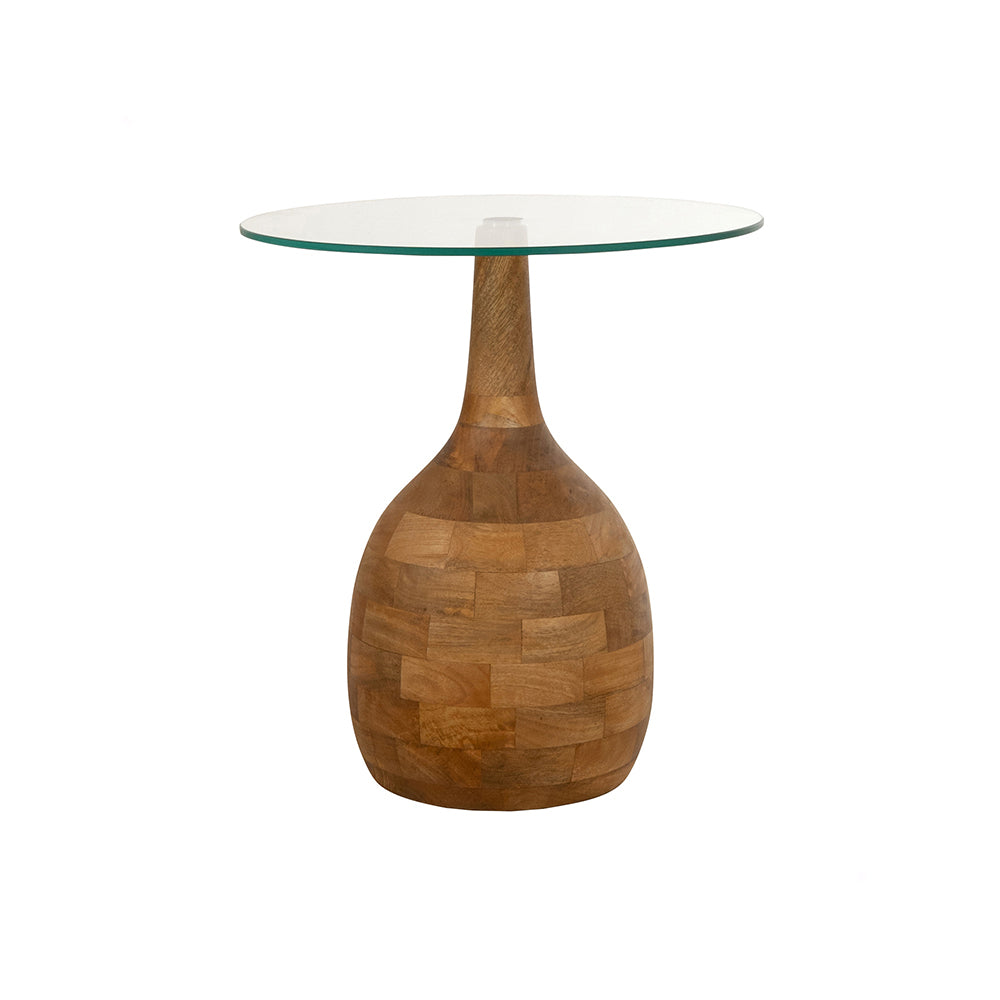 Stella salontafel Ø50, H55, Glad natuurlijk, helder glas