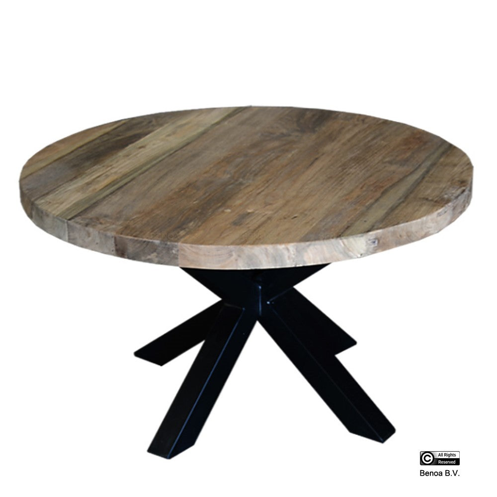 Salontafel Blad Rond Teak 80 4 cm Massief Top