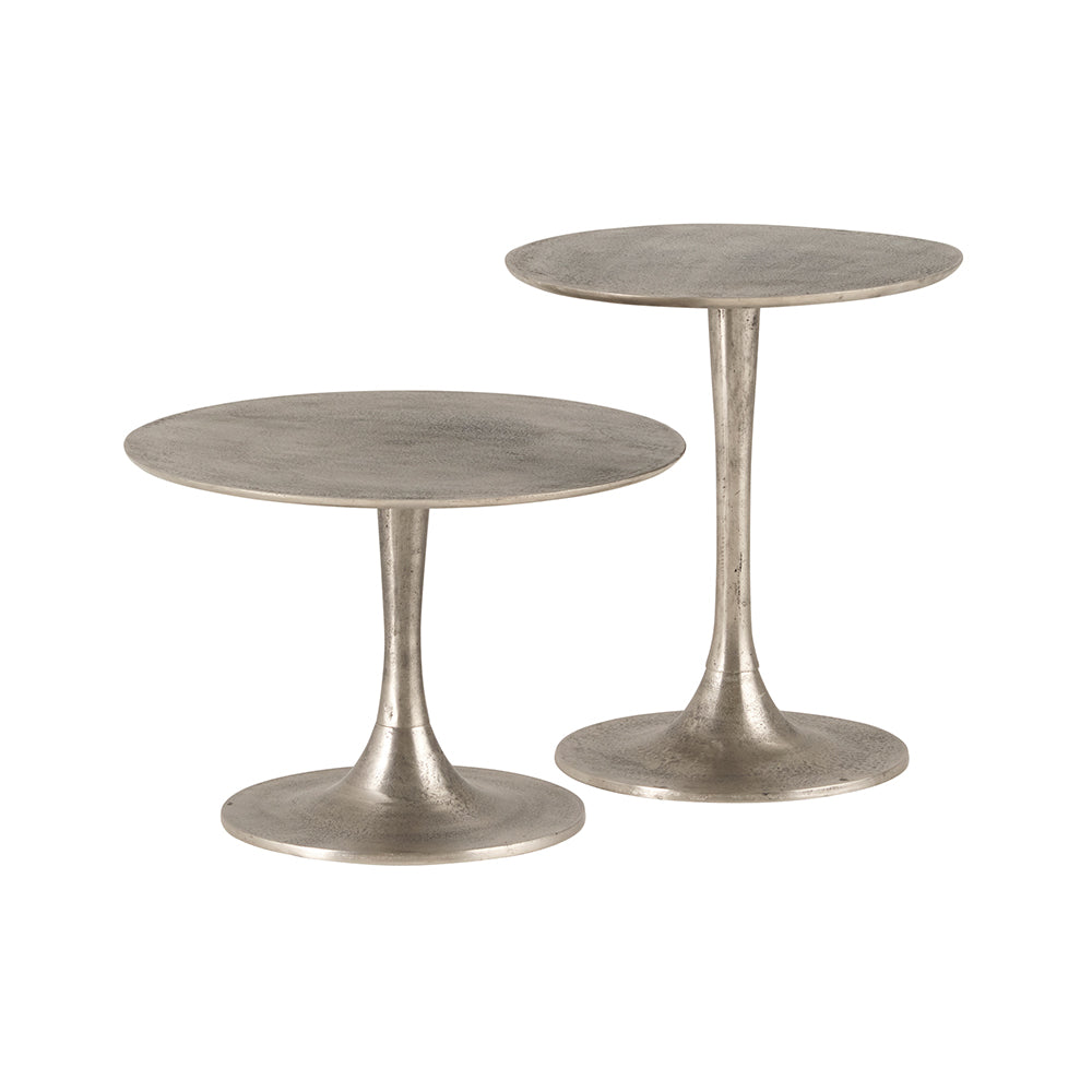Treviso bijzettafel, set van 2, Zilver Antiek, groot