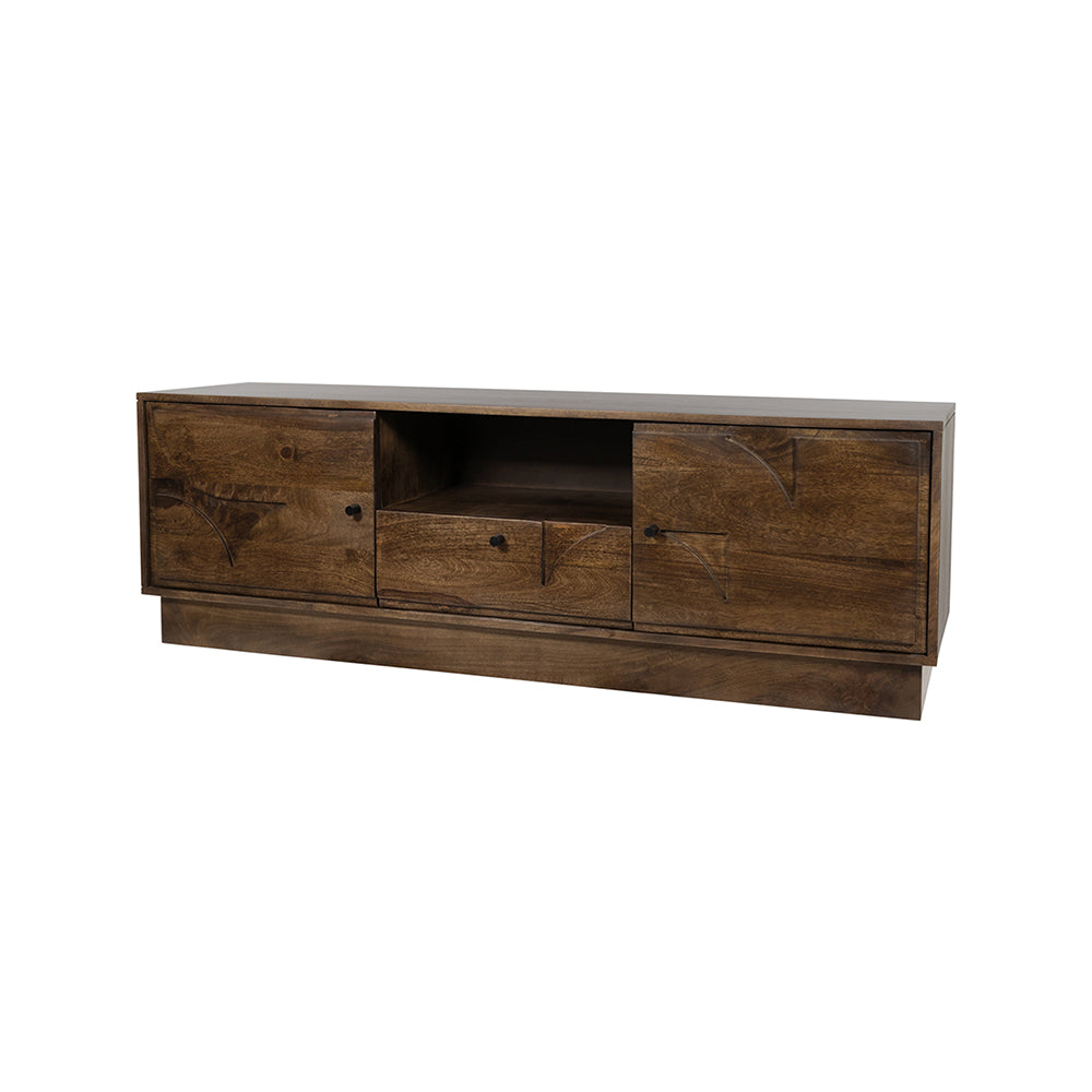 TV-meubel 150 met 2 deuren, 1 lade en 1 open vak, Donker Walnoot