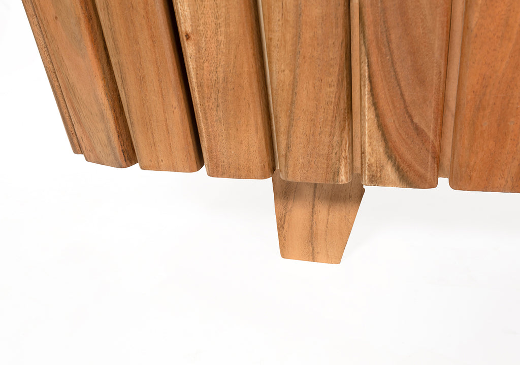 TV-meubel marmer Zwart 190 met 3 deuren, Acacia Natuurlijk