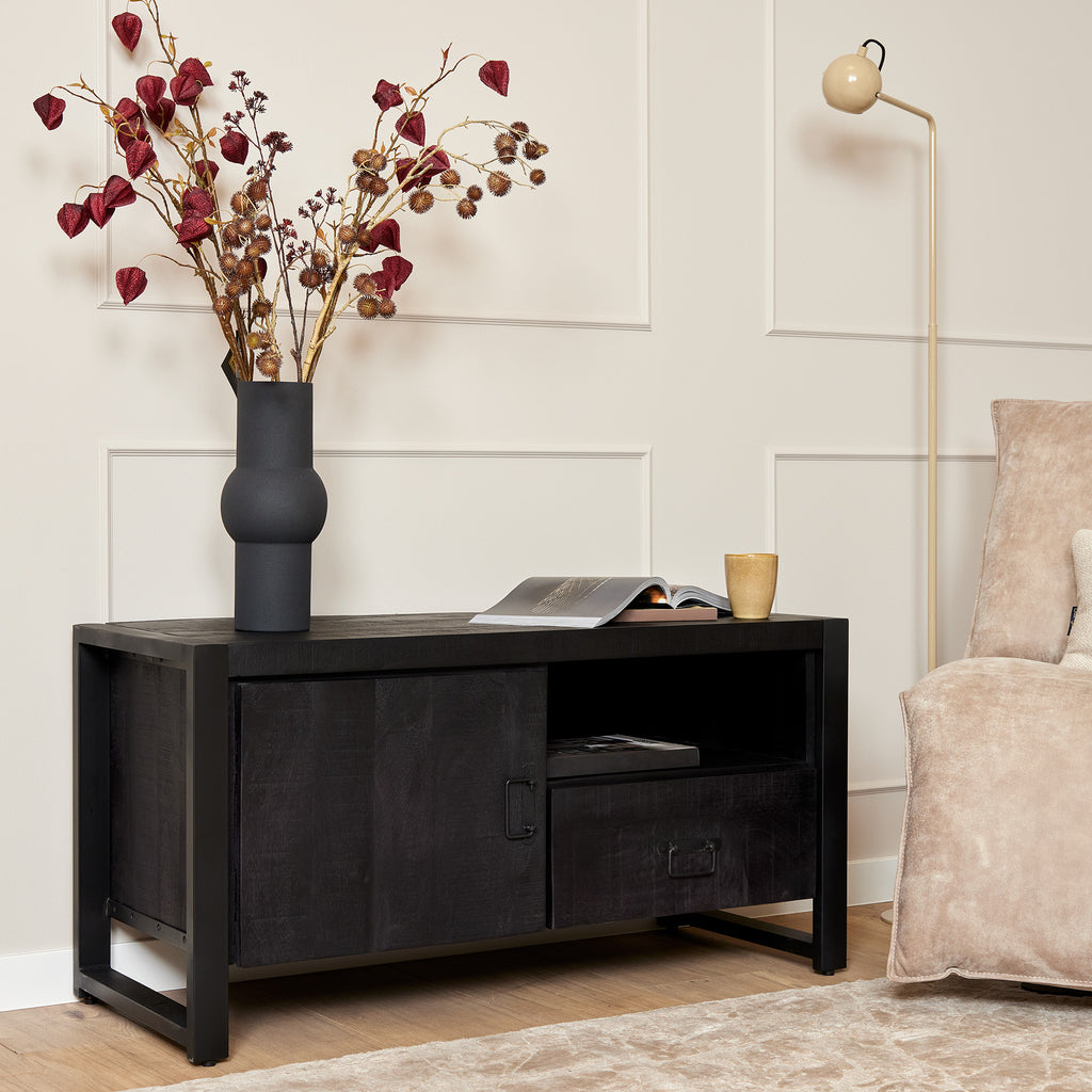 Tv-meubel Boaz Zwart 110 cm | One door and open compartment