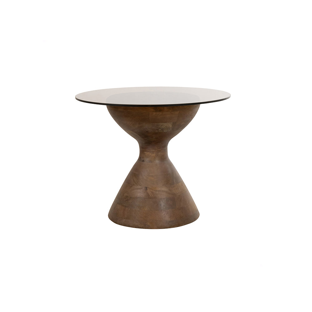 Yves bijzettafel Ø57, H47, Bruin Walnoot, Rookglas