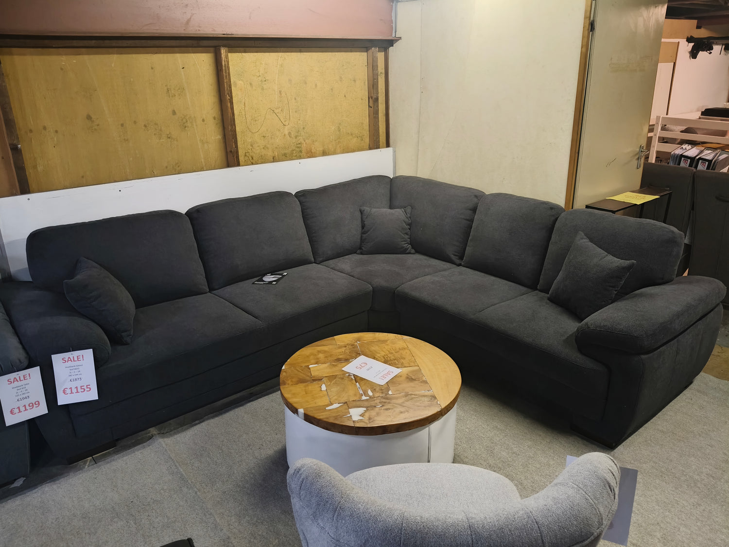 Hoekbank Gieten - Stof 6033 Antraciet - 282 x 244 cm