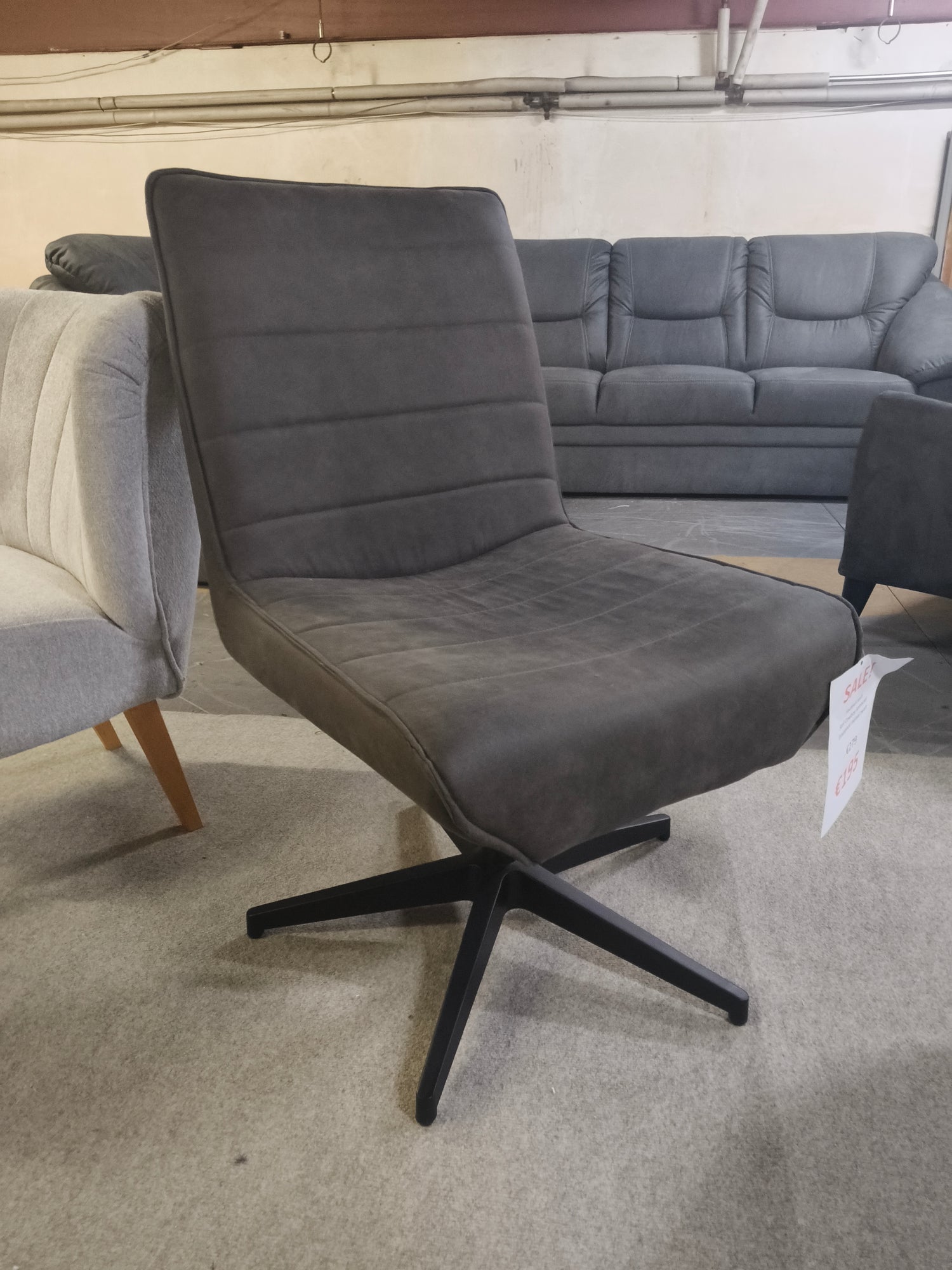 Fauteuil Josh - Cowboy antraciet - Draaipoot zwart