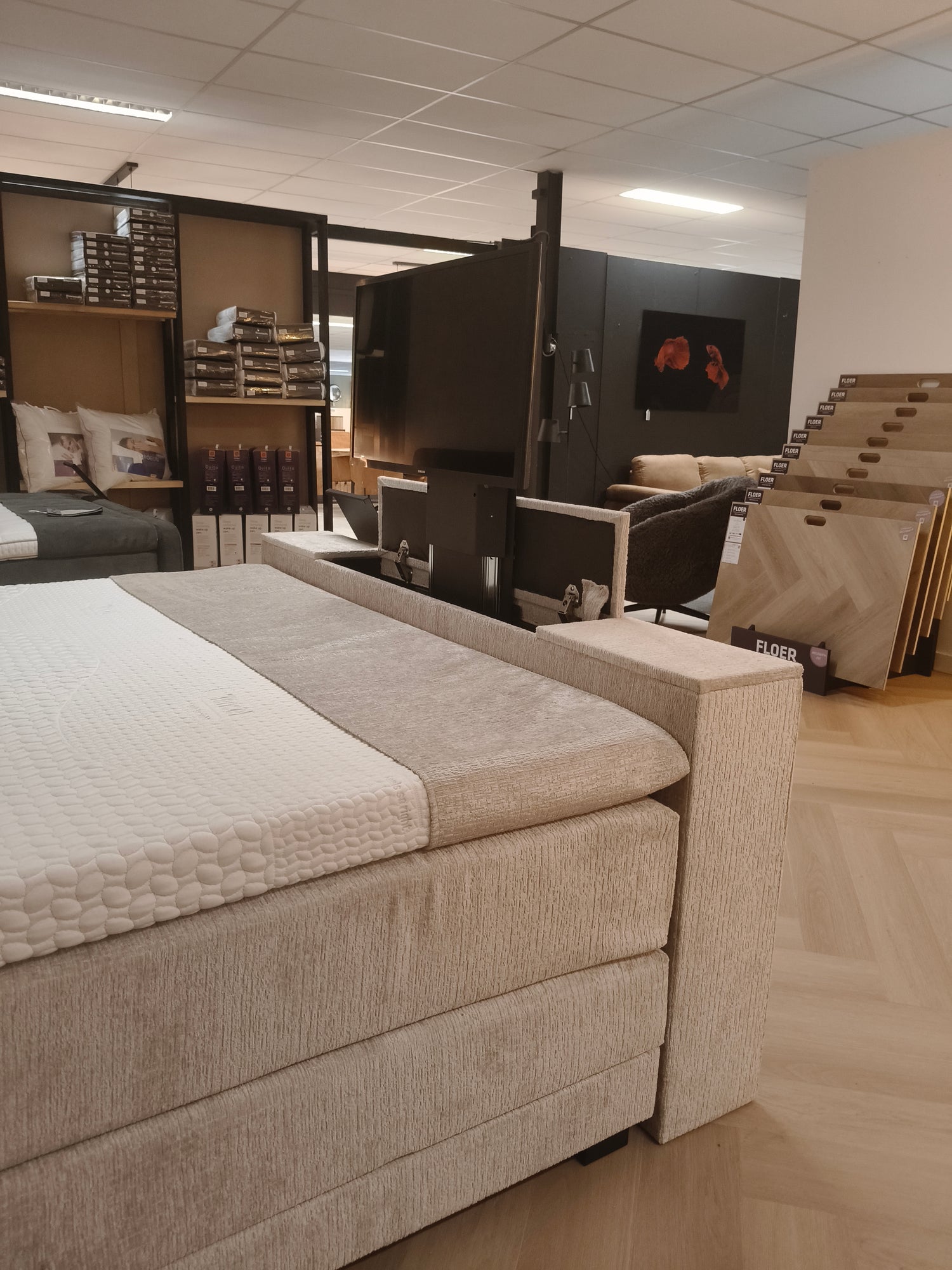 Boxspring Dumas Elektrisch - TV-lift - Fusion 196 Shell - 180x200cm