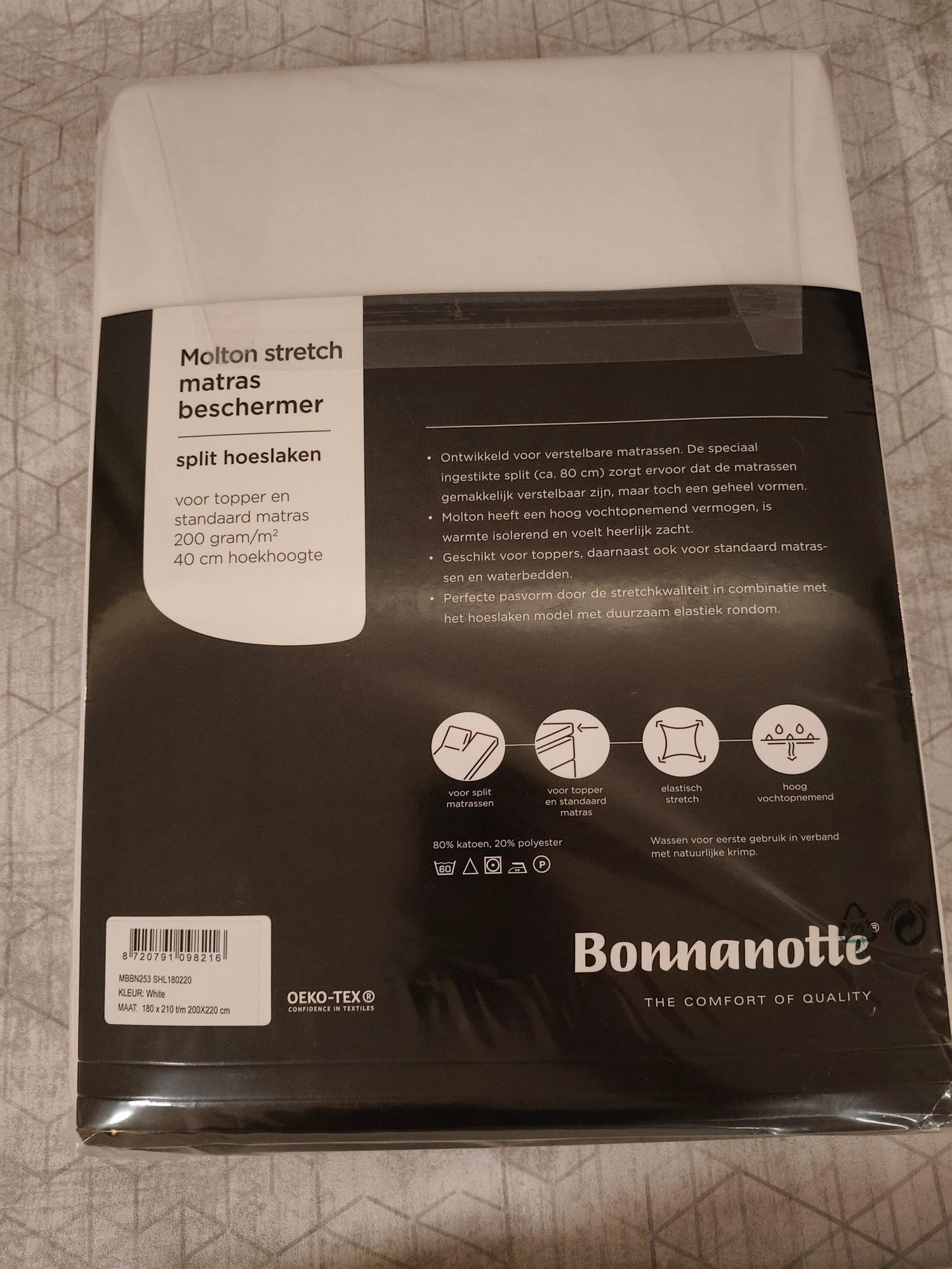 Bonnanotte Molton Stretch Matrasbeschermer – Split – 180/200 x 210/220 cm