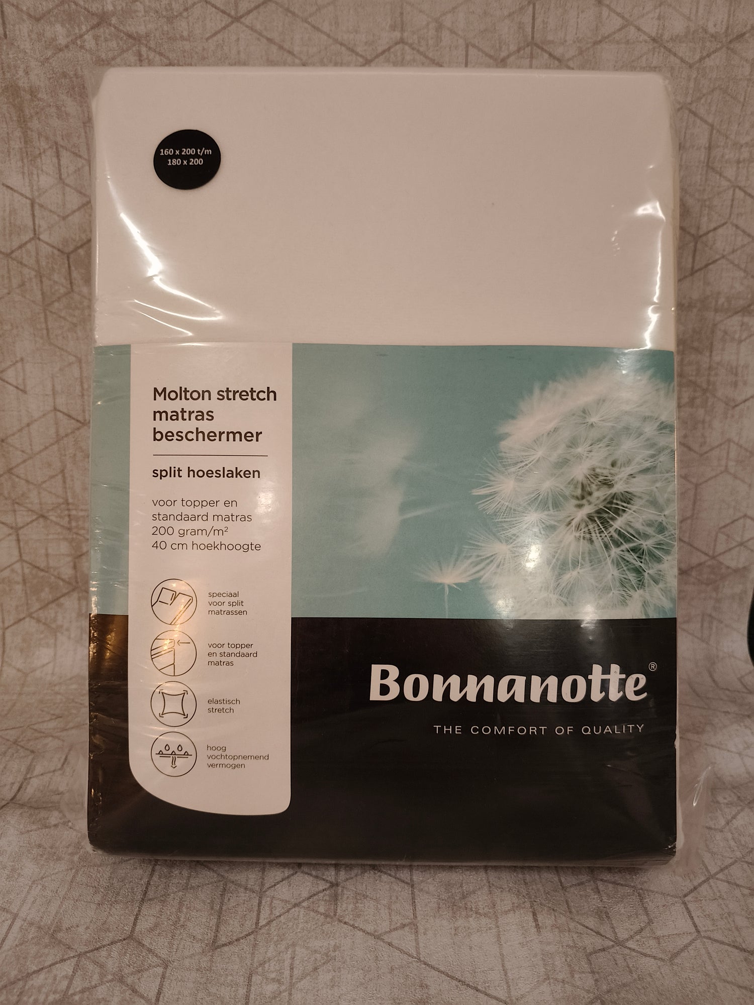 Bonnanotte Molton Stretch Matrasbeschermer – Split – 160 x 200/220 cm + 180 x 200 cm - 200 grams