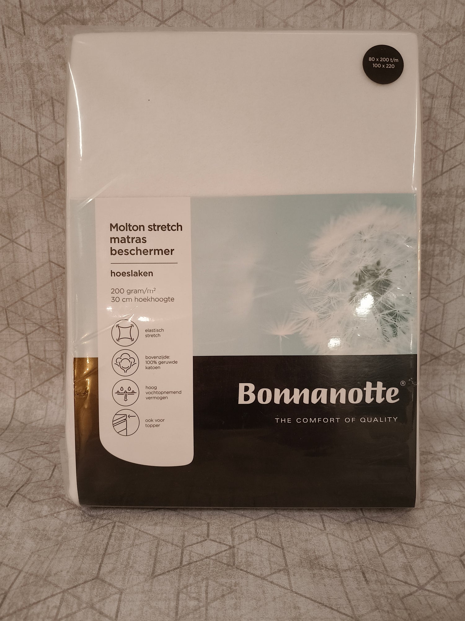 Bonnanotte Molton Stretch Matrasbeschermer – 80/100 x 200/220 cm – 200 grams