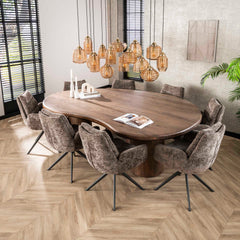 Eettafel Sculpture - 244x165x77 cm - Drift Brown - Acacia