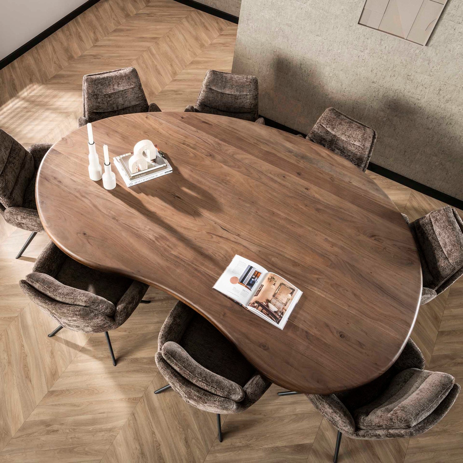 Eettafel Sculpture - 244x165x77 cm - Drift Brown - Acacia