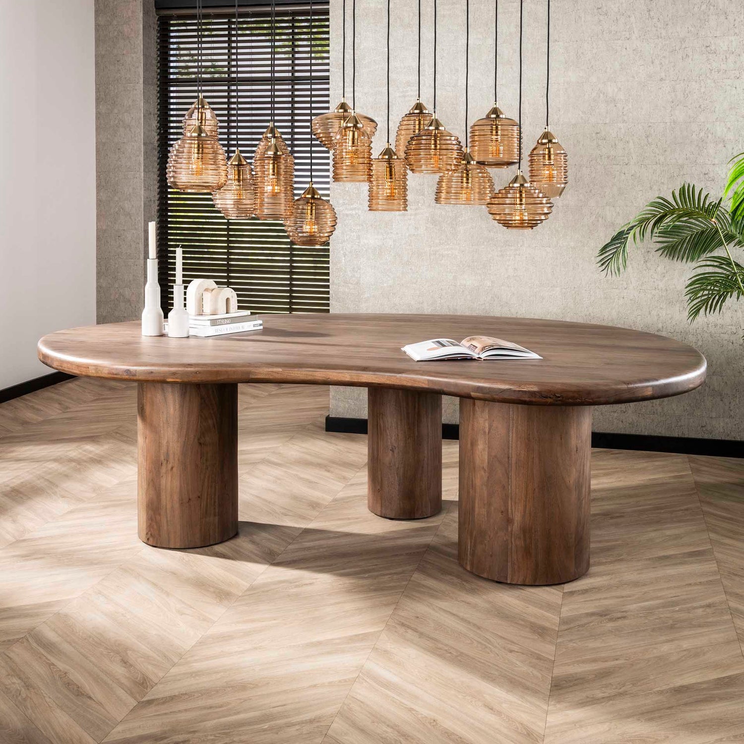 Eettafel Sculpture - 244x165x77 cm - Drift Brown - Acacia