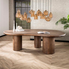 Eettafel Sculpture - 244x165x77 cm - Drift Brown - Acacia