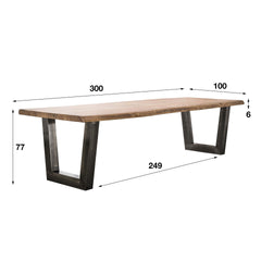 Eettafel Stam - 300x100x77 cm - Naturel - Acacia