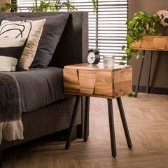 Nachtkastje Demn - 40x32x60 cm - Naturel - Acacia