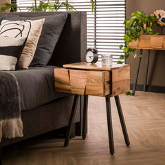 Nachtkastje Demn - 40x32x60 cm - Naturel - Acacia
