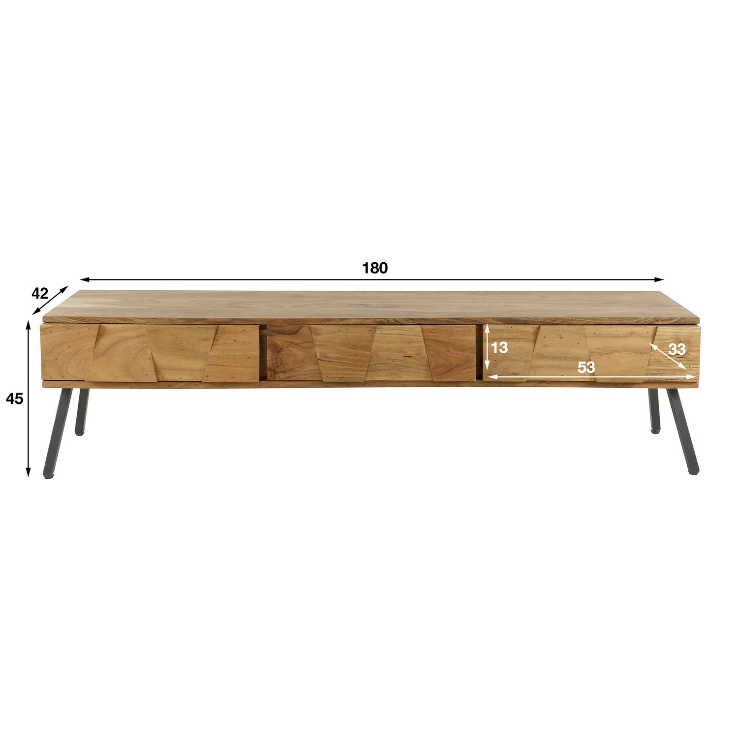 TV-meubel Demn - 180x42x45 cm - Naturel - Acacia