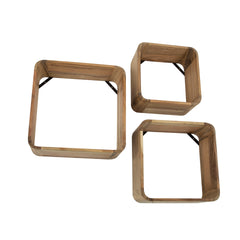 Wandschap Vierkanten - Set van 3 - 40x15x40 cm - Naturel - Acacia