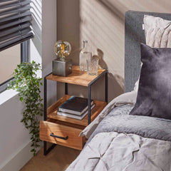 Nachtkastje met 1 lade XS Niche - 35x35x55 cm - Naturel - Acacia