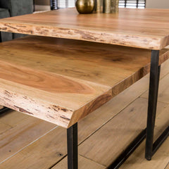 Salontafel Edge 2-delig - 80x80x45 cm - Naturel - Acacia