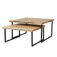 Salontafel Edge 2-delig - 80x80x45 cm - Naturel - Acacia