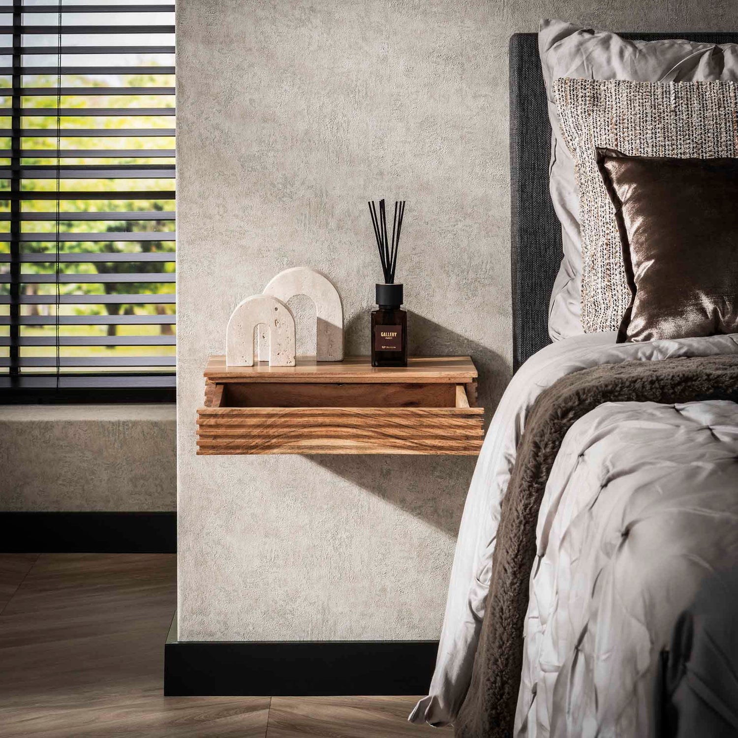 Nachtkastjes set 1 lade & 2 laden - 40x25x8 cm - Naturel - Acacia
