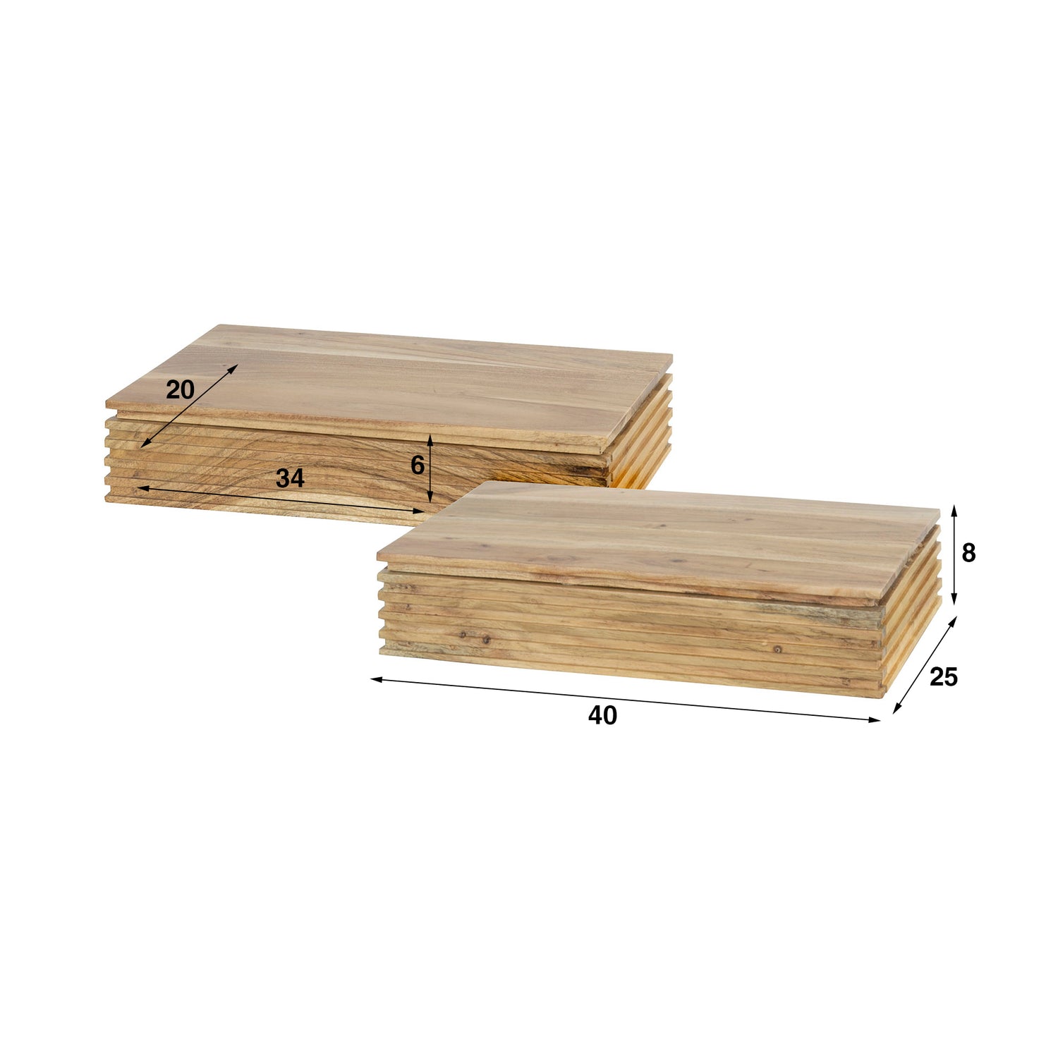 Nachtkastjes set 1 lade & 2 laden - 40x25x8 cm - Naturel - Acacia
