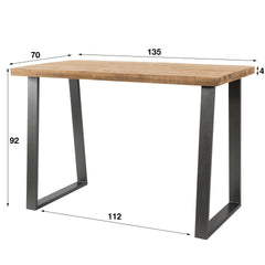 Bartafel Trapeziumvorm - 135x70x92 cm - Blank Antiek - Mango