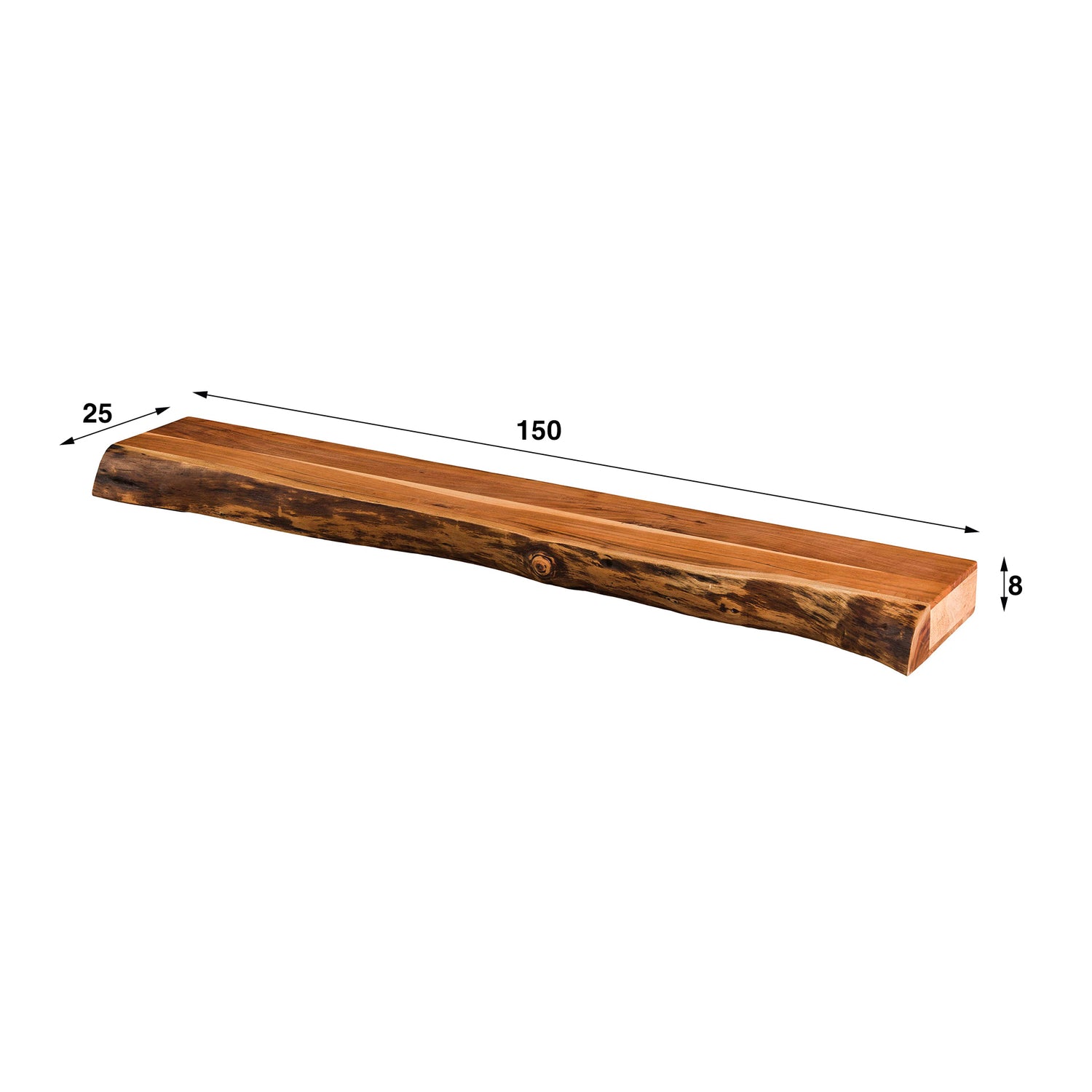 Wandplank 150 Tree - 150x25x8 cm - Naturel - Acacia