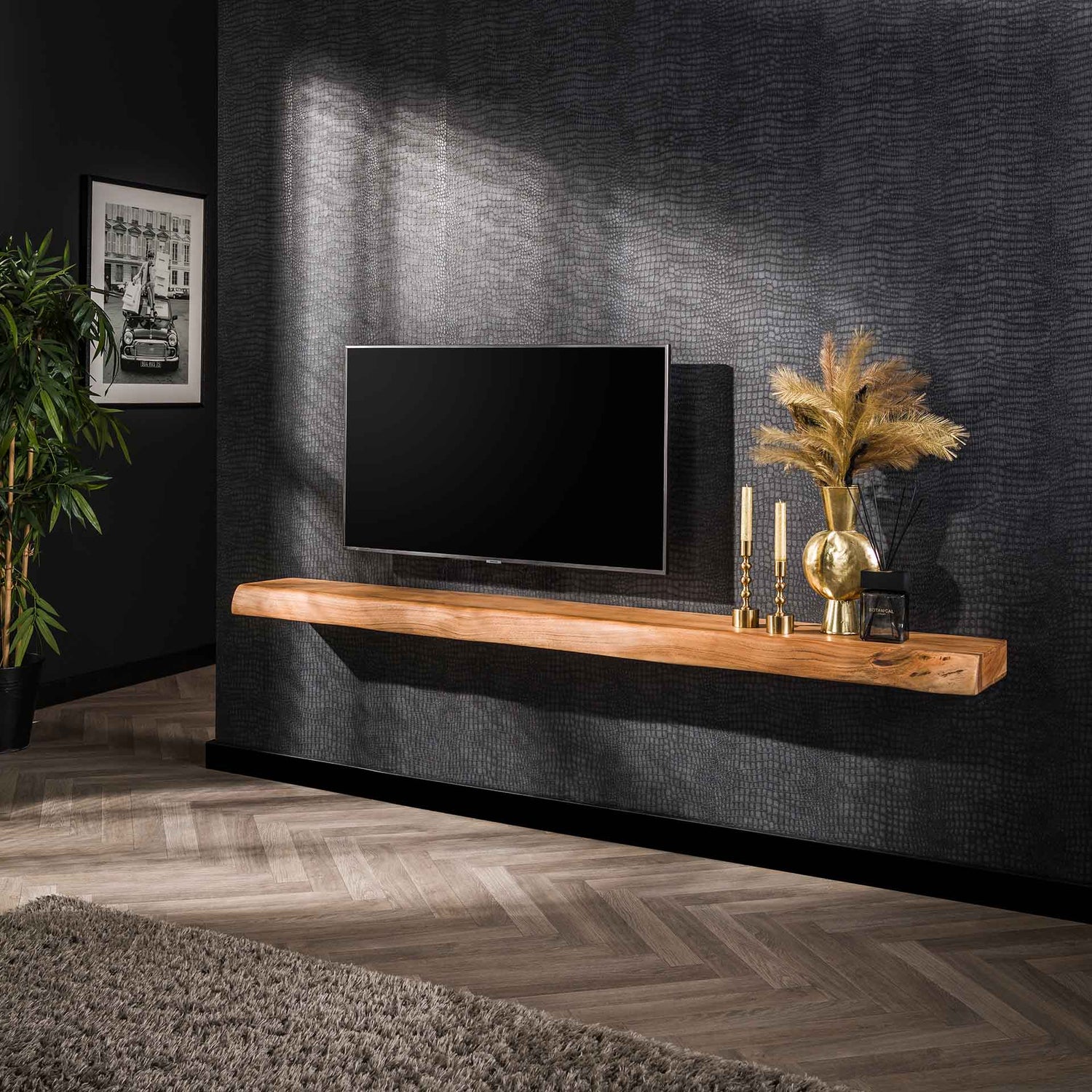 Wandplank 200 Tree - 200x25x8 cm - Naturel - Acacia