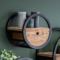 Wandschap Circular met lade - 30x25x30 cm - Hardhout