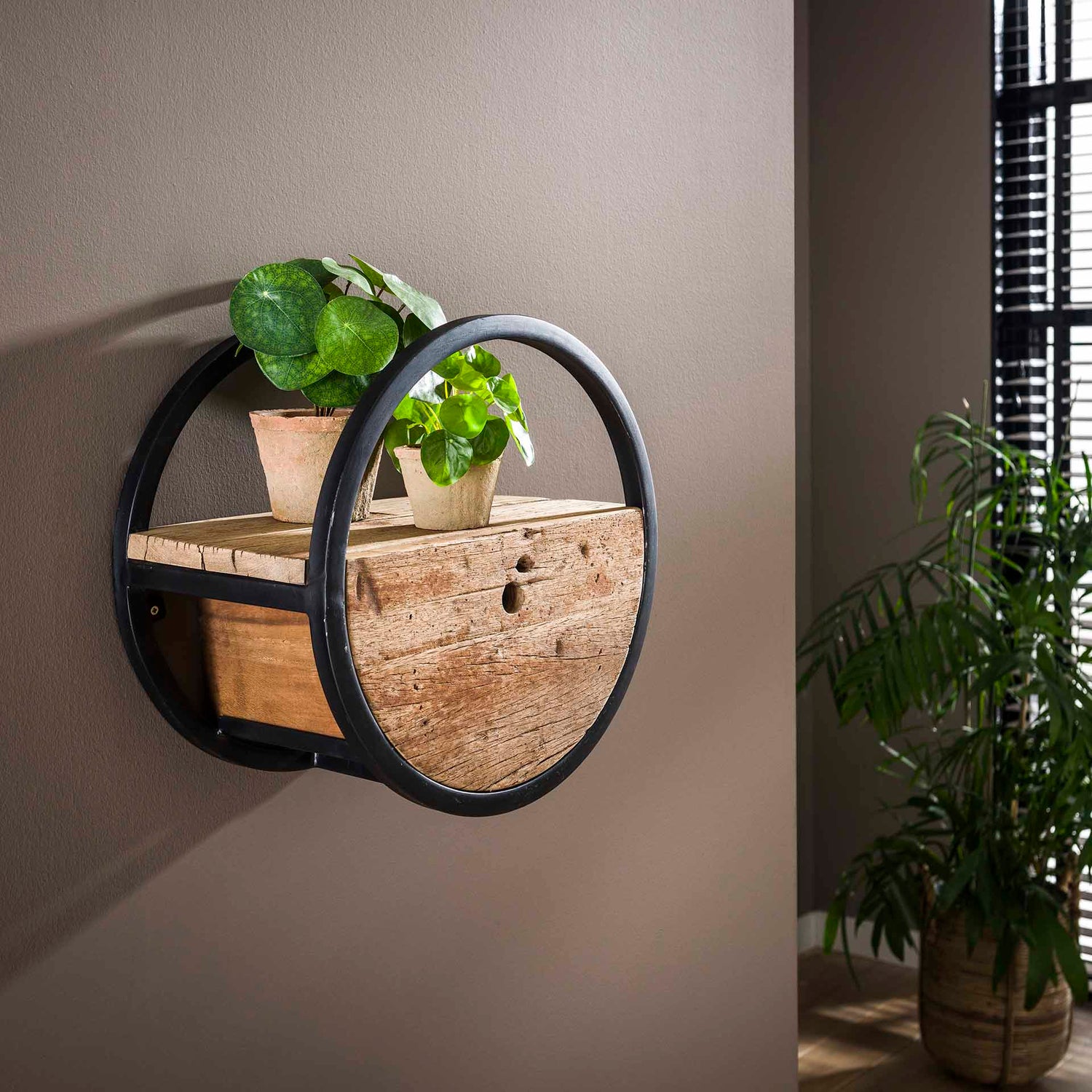 Wandschap Circular met lade - 40x25x40 cm - Hardhout