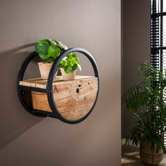 Wandschap Circular met lade - 40x25x40 cm - Hardhout